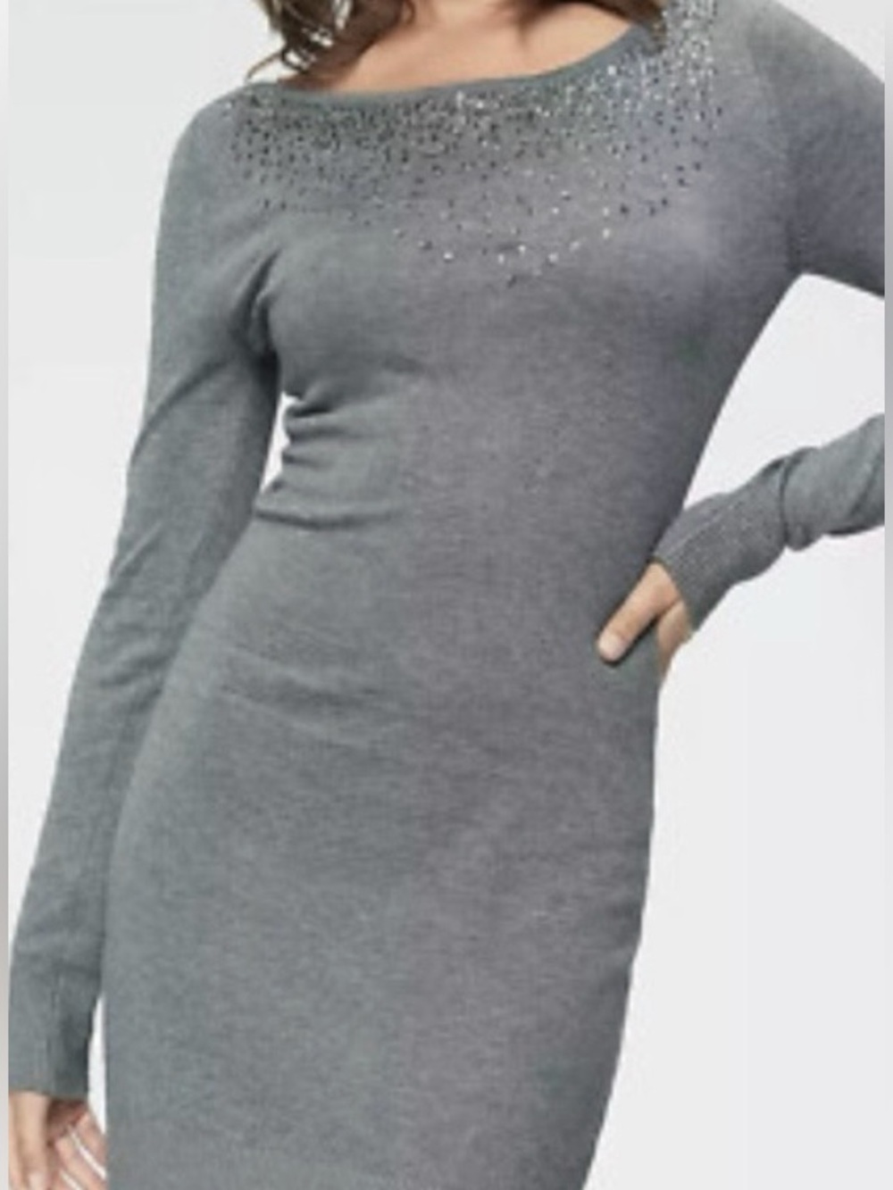 Moda International Silver Gray Sequence Sweater Dress Size M